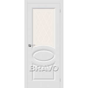 Дверь BRAVO Скинни-21 ДО П-23 Белый со стеклом художественным
