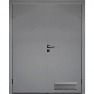 Влагостойкая дверь ПВХ Etadoor ДГ Серый RAL 7001 двустворчатая с вентиляционной решеткой