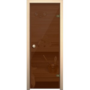 Дверь стеклянная BRAVO Кноб Е Бронза тонированное в комплекте с коробкой, деревянной ручкой, петлями