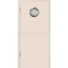 Маятниковая дверь пластиковая гладкая Kapelli Classic кремовый RAL 9001 с иллюминатором