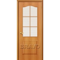 Дверь ламинированная BRAVO Палитра ДО Л-12 Миланский орех со стеклом Хрусталик