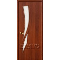 Дверь ламинированная BRAVO 8C ДО Л-11 Итальянский орех со стеклом Сатинато